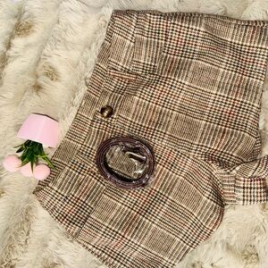 W for Women Checkered Dress Pants in Brown and Tan